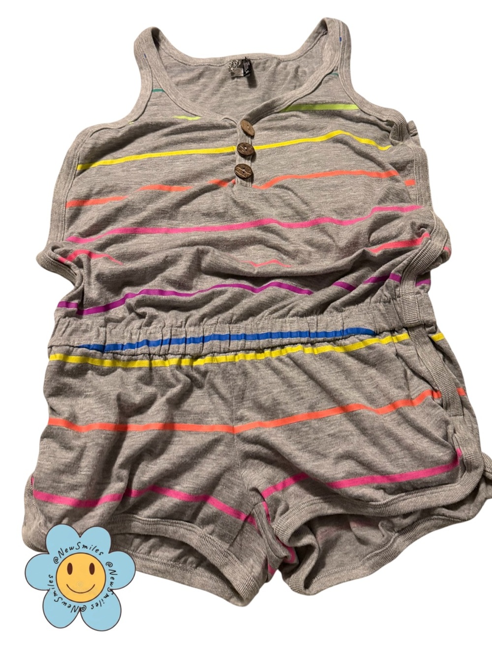 O'Neill ~ Romper Shorts ~ Gray w/ Neon ~ Multicolor Stripes ~ Has Pockets